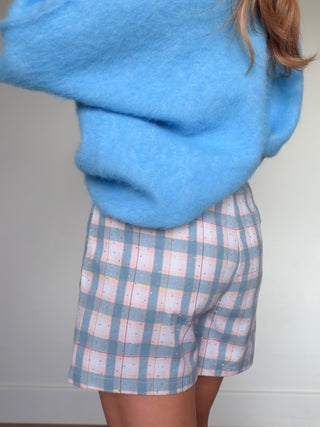 Checkered Strass Skort / Blue-Pink