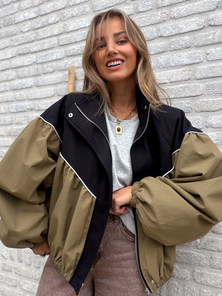 Contrast Jacket / Khaki-Black