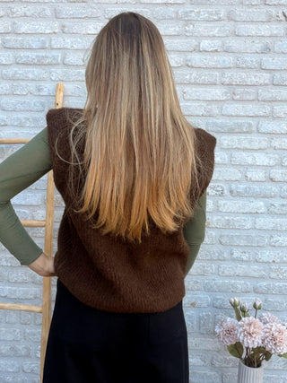 Sleeveless Knit Vest / Brown