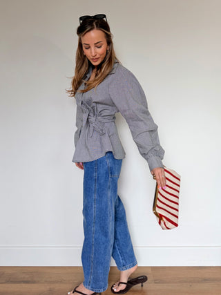 Wrap Vichy Shirt / Grey