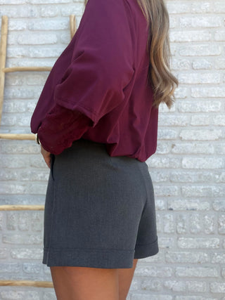 Lace Layer Blouse / Burgundy