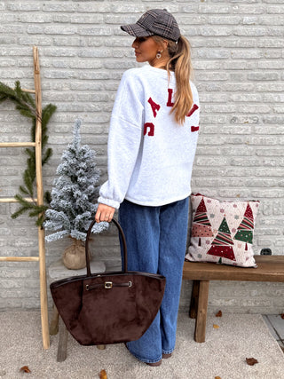 Salut Oversized Sweater / Grey-Bordeaux