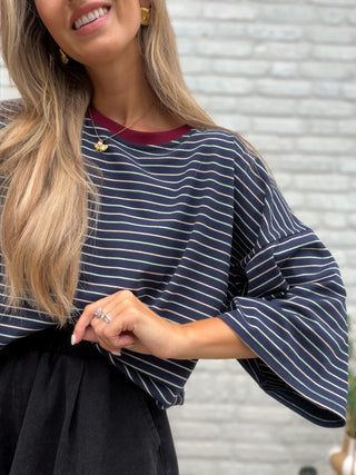 Retro Stripe Tee / Dark Blue
