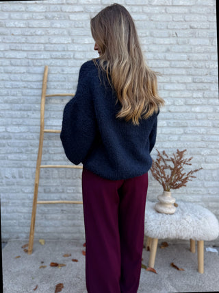 Navy V-Neck Knit / Navy Blue