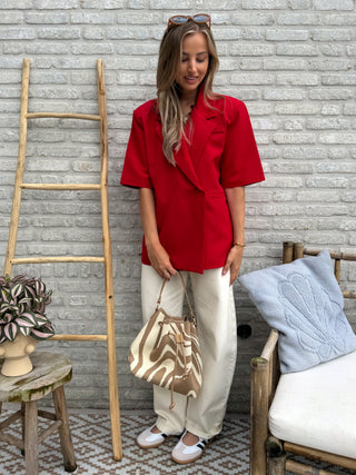 Short Sleeve Blazer / Red