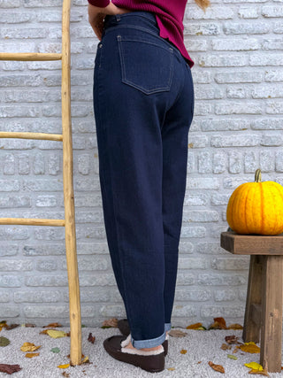 Mid Mom Jeans / Dark Blue