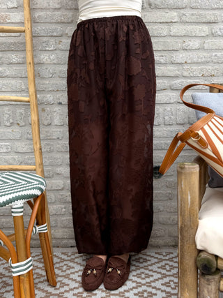 Floral Mesh Pants / Brown