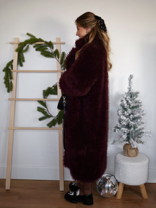 Faur Fur Long Coat / Burgundy