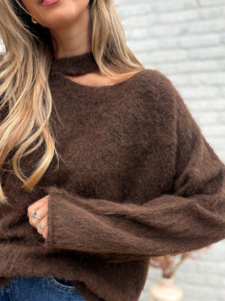 Cut-Out Longsleeve Knit / Brown