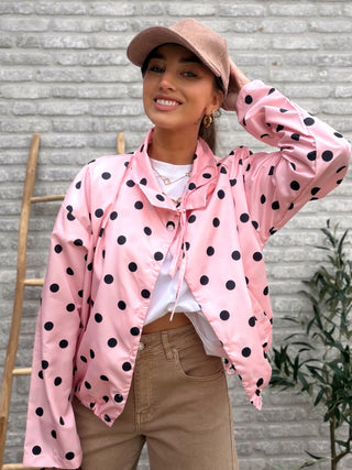 Polka Dot Multi-Way Jacket / Pink