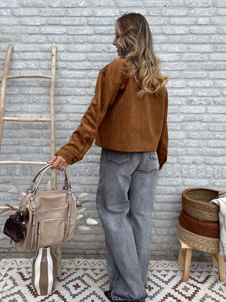 Suede Cropped Jacket / Camel