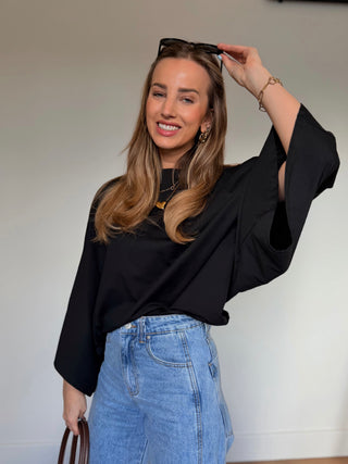 Soft Dolmans Sleeve Top / Black