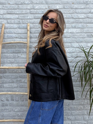 Faux Leather Jacket / Black