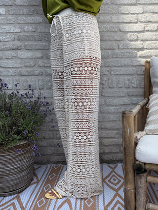 Boho Crochet Pants / Beige