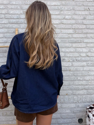 Bow Denim Blouse / Blue