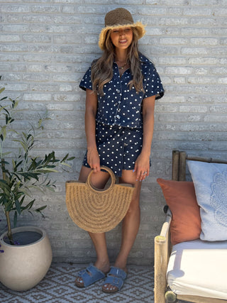 Polka Skort / Navy Blue