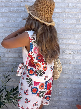 Bohemian Bloom Skort / White-Multi