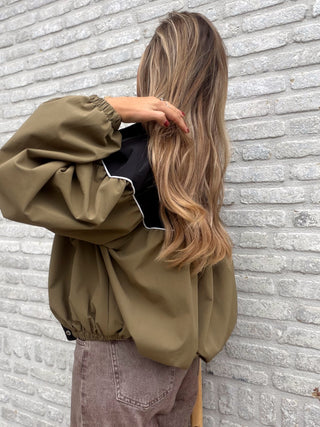 Contrast Jacket / Khaki-Black