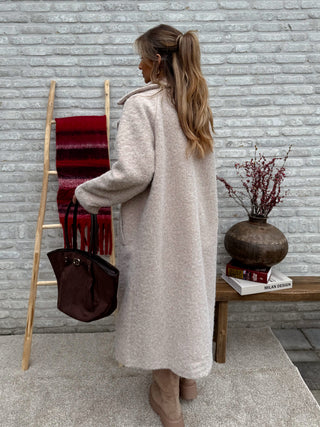 Soft Teddy Longline Coat / Beige