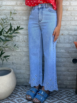 Brodery Wide Leg Jeans / Blue