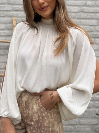 Flowy Sleeve Blouse / White