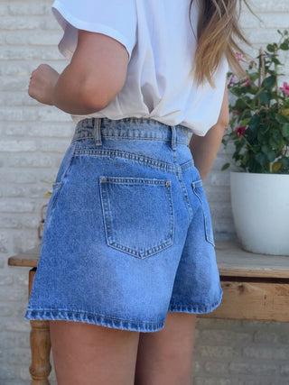 Wide Denim Short / Blue