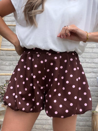 Polka Dot Balloon Short / Brown-Pink