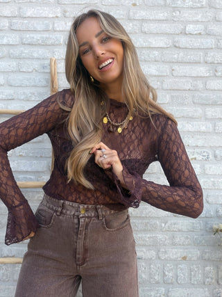 Sheer Lace Longsleeve / Burgundy