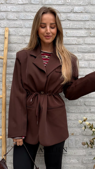 Striped Cotton Blouse / Bordeaux-Brown