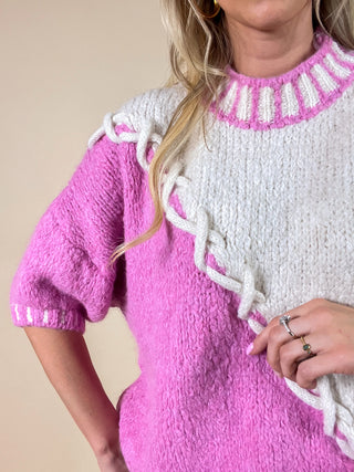 Braided Pastel Sweater / Fuchsia