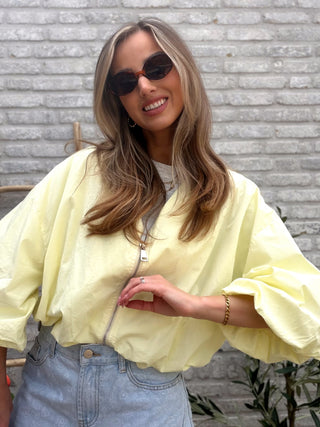 Crop Bomber Jacket / Yellow