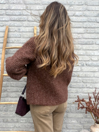Button Knit Vest / Caramel Brown