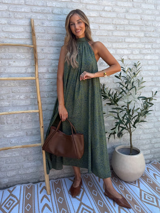 Paisley Halter Dress / Khaki