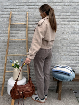 Straight Leg Trousers / Taupe