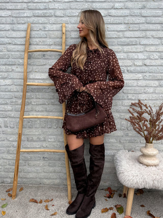 Deer Flowy Dress / Brown