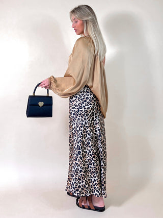 Satin Maxi Skirt / Leopard