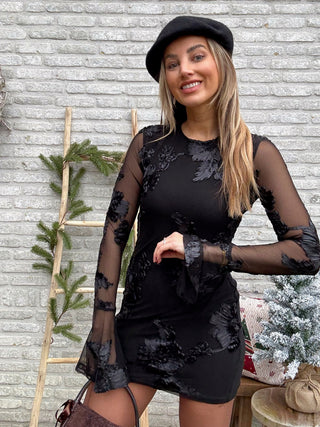 Lace Bloom Dress / Black