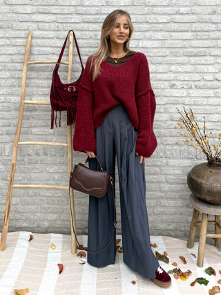 Berry Puff Sweater / Bordeaux