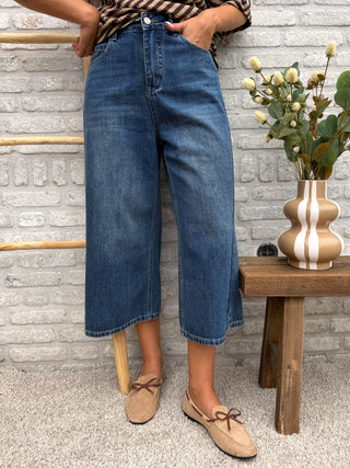 Cropped Wide Leg Jeans / Blue