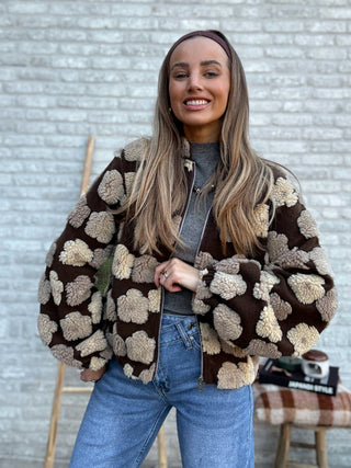 Teddy Flower Bomber / Brown-Beige