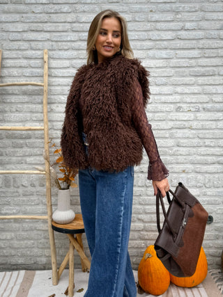 Fluffy Gilet / Chocolate Brown