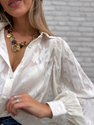 Sheer Detailed Blouse / Beige