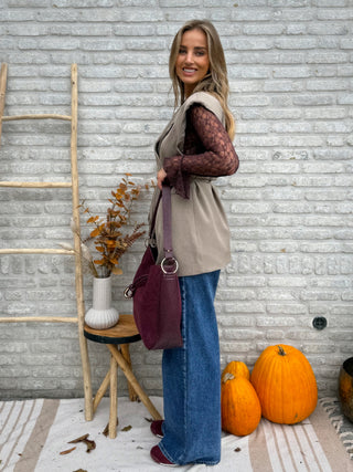 Belted Sleeveless Blazer / Taupe