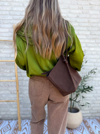 Satin Bomber Jacket / Olive Green