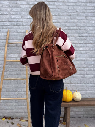 Striped Polo Knit / Bordeaux-Pink