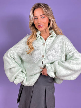 Knitted Buttoned Cardigan / Mint