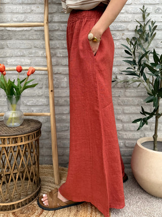 Linen Wide Pants / Terracotta