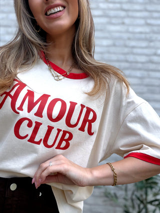 Amour Club Tee / Beige-Red