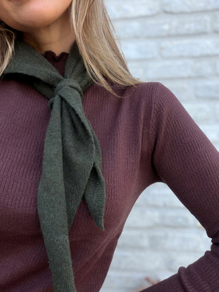Cosy Cashmere Scarf Knit / Khaki