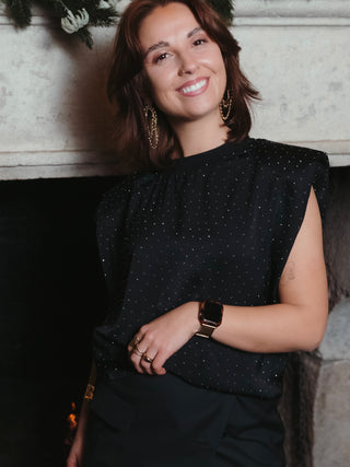 Soft Sparkle Sleeveless Top / Black